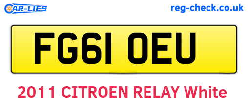 FG61OEU are the vehicle registration plates.