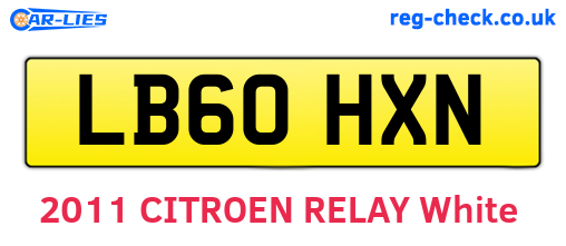 LB60HXN are the vehicle registration plates.