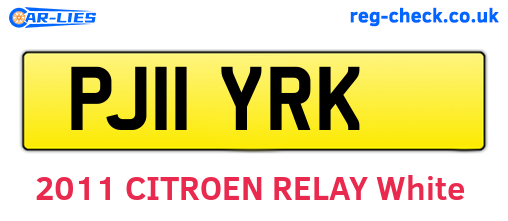 PJ11YRK are the vehicle registration plates.