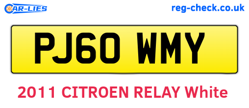 PJ60WMY are the vehicle registration plates.
