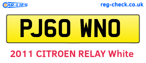 PJ60WNO are the vehicle registration plates.