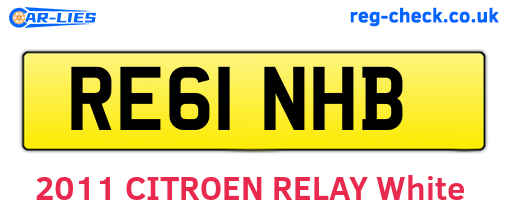 RE61NHB are the vehicle registration plates.