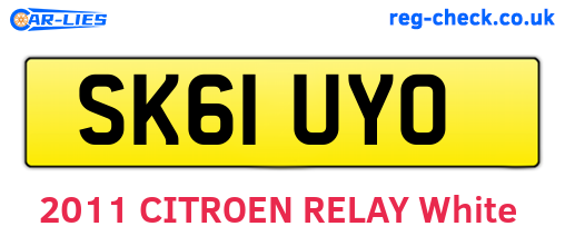 SK61UYO are the vehicle registration plates.