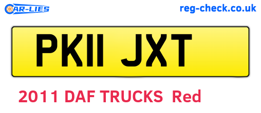 PK11JXT are the vehicle registration plates.