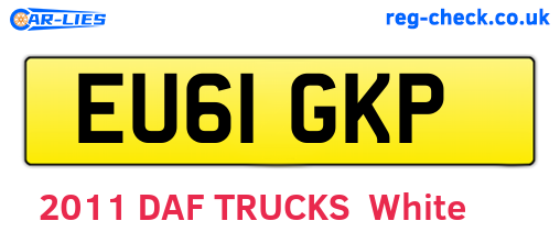 EU61GKP are the vehicle registration plates.