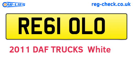 RE61OLO are the vehicle registration plates.