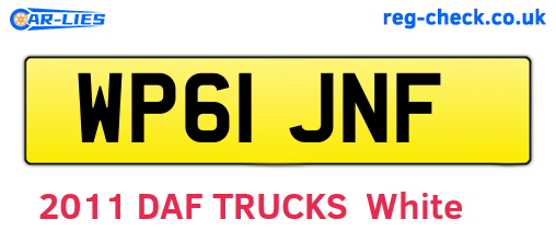 WP61JNF are the vehicle registration plates.