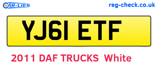 YJ61ETF are the vehicle registration plates.