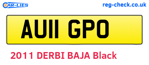 AU11GPO are the vehicle registration plates.