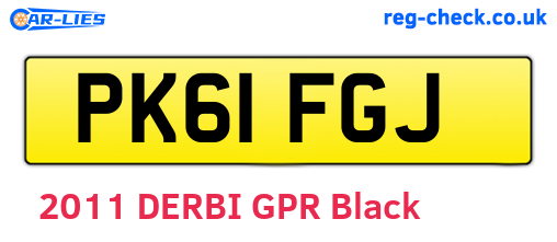 PK61FGJ are the vehicle registration plates.