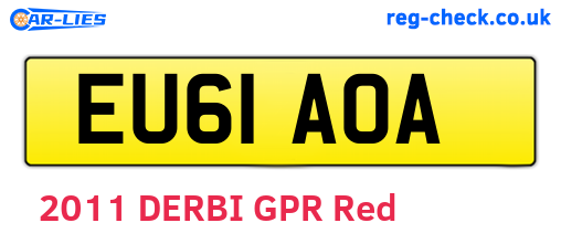 EU61AOA are the vehicle registration plates.