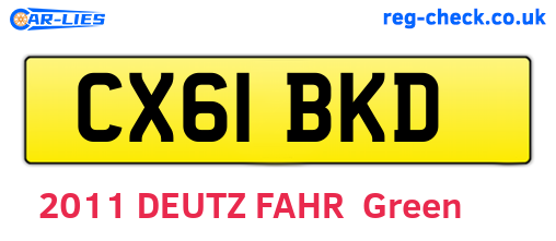CX61BKD are the vehicle registration plates.