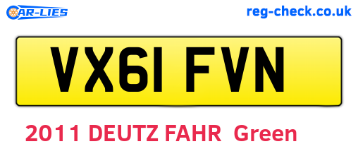 VX61FVN are the vehicle registration plates.