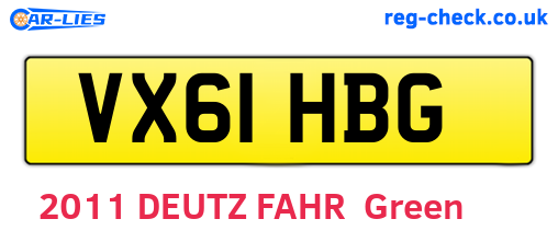 VX61HBG are the vehicle registration plates.