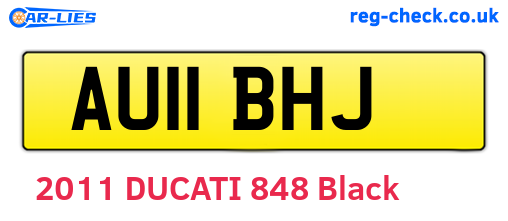 AU11BHJ are the vehicle registration plates.