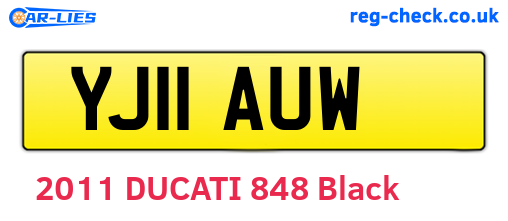 YJ11AUW are the vehicle registration plates.
