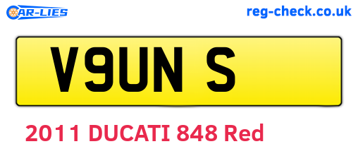V9UNS are the vehicle registration plates.