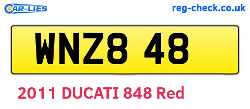 WNZ848 are the vehicle registration plates.