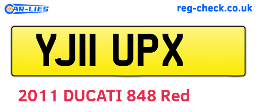 YJ11UPX are the vehicle registration plates.