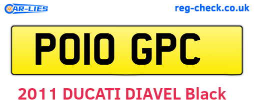 PO10GPC are the vehicle registration plates.