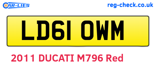 LD61OWM are the vehicle registration plates.