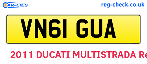 VN61GUA are the vehicle registration plates.