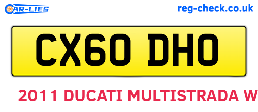 CX60DHO are the vehicle registration plates.