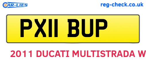 PX11BUP are the vehicle registration plates.