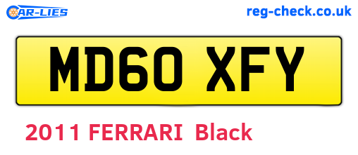 MD60XFY are the vehicle registration plates.