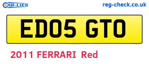 ED05GTO are the vehicle registration plates.