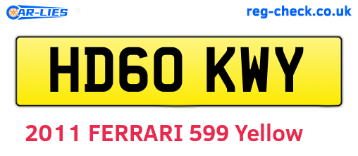 HD60KWY are the vehicle registration plates.