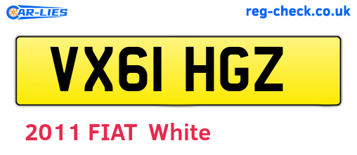 VX61HGZ are the vehicle registration plates.