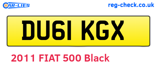 DU61KGX are the vehicle registration plates.