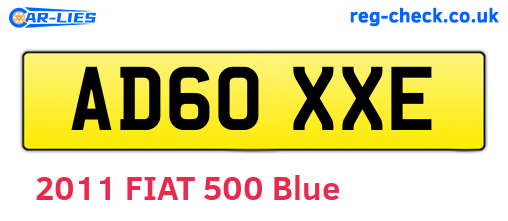 AD60XXE are the vehicle registration plates.