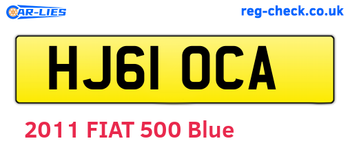 HJ61OCA are the vehicle registration plates.