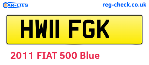 HW11FGK are the vehicle registration plates.