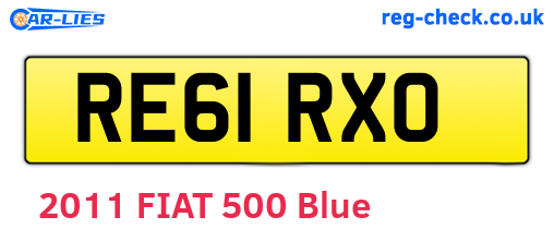 RE61RXO are the vehicle registration plates.