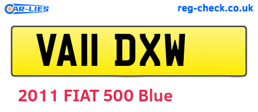 VA11DXW are the vehicle registration plates.