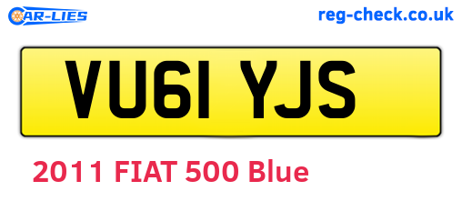 VU61YJS are the vehicle registration plates.