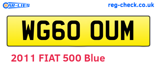 WG60OUM are the vehicle registration plates.
