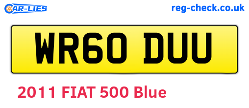 WR60DUU are the vehicle registration plates.