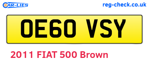 OE60VSY are the vehicle registration plates.