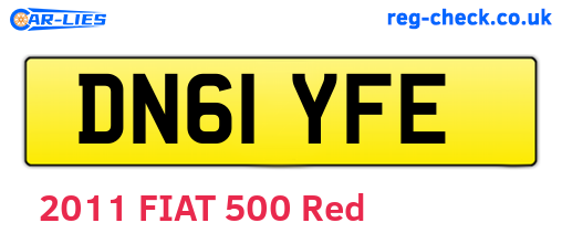 DN61YFE are the vehicle registration plates.