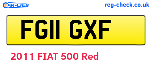 FG11GXF are the vehicle registration plates.