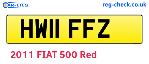 HW11FFZ are the vehicle registration plates.