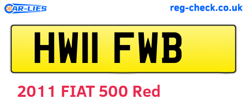 HW11FWB are the vehicle registration plates.