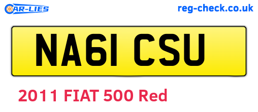 NA61CSU are the vehicle registration plates.