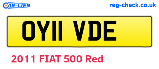 OY11VDE are the vehicle registration plates.