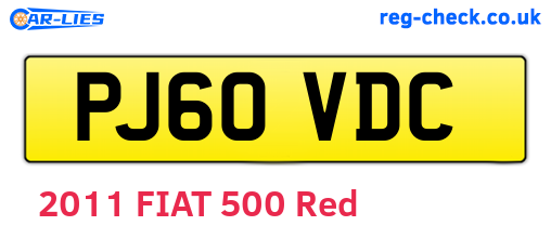 PJ60VDC are the vehicle registration plates.