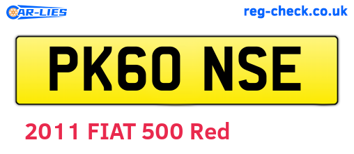 PK60NSE are the vehicle registration plates.